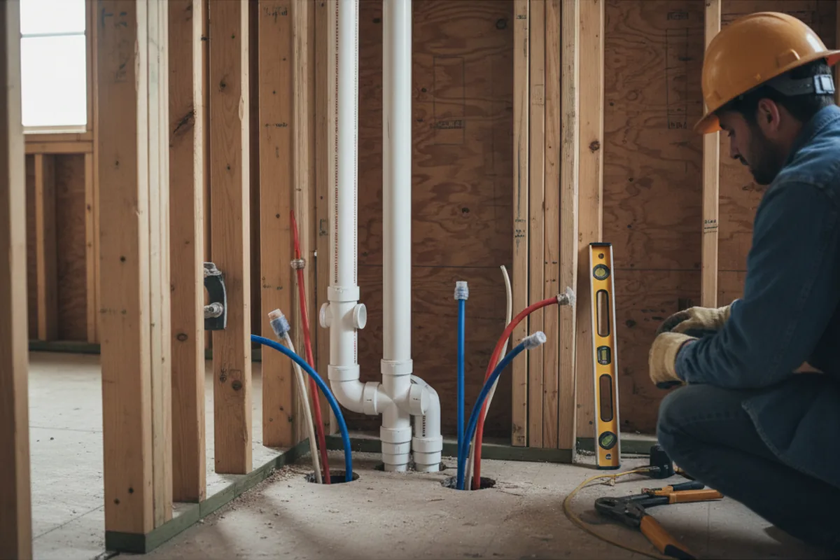 Drain and supply rough-in during Drain Cleaning in Danvers
