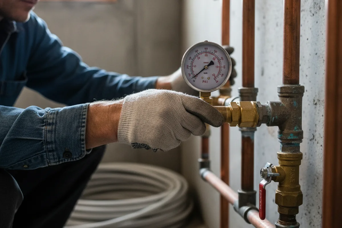 Pressure testing a repaired line during Water Line Repair in Danvers